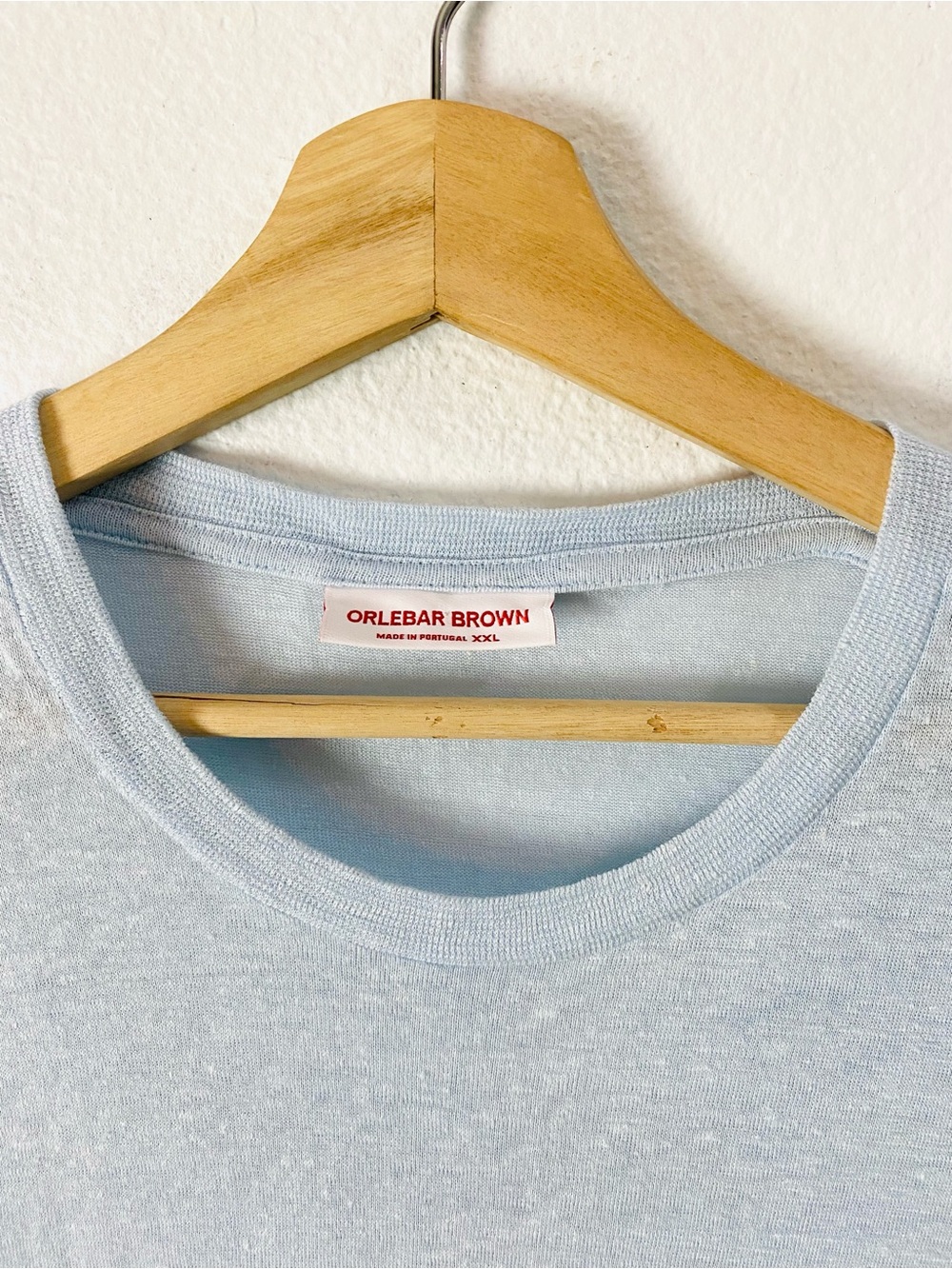 Orlebar Brown Men’s Linen T Shirt Crewneck Tee XXL Soft Blue Short Sleeve - Picture 5 of 8